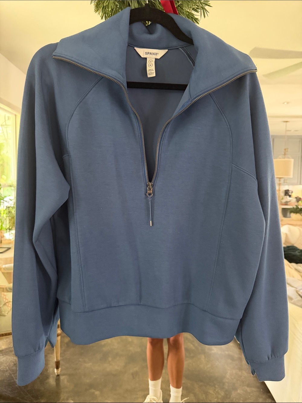 SPANX Dusty Blue Half-Zip Pullover